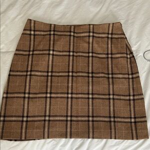 Ann Taylor Tan Plaid Mini Skirt